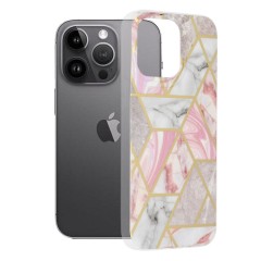 Husa pentru iPhone 14 Pro Max - Techsuit Marble Series - Roz