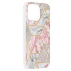 Husa pentru iPhone 14 Pro Max - Techsuit Marble Series - Roz Roz