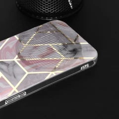 Husa pentru iPhone 14 Pro Max - Techsuit Marble Series - Roz Roz