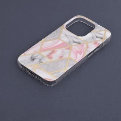 Husa pentru iPhone 14 Pro Max - Techsuit Marble Series - Roz Roz