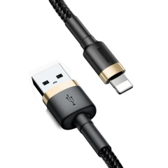 Cablu de Date USB la Lighting 1.5A, 2m - Baseus Cafule (CALKLF-CV1) - Negru Negru