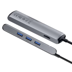 Hub - USB-C la HDMI, Type-C, 3x USB, RJ45 - Baseus (CAHUB-J0G) - Gri Gri