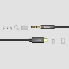 Cablu Audio Adaptor Type-C la Jack 3.5mm, 1.2m - Baseus M01 (CAM01-01) - Negru Negru