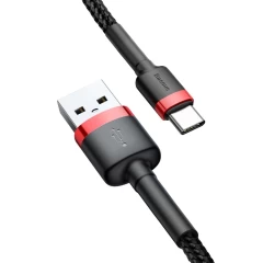 Cablu de Date USB Type-C, 3A, 0.5m - Baseus Cafule (CATKLF-A91) - Negru Negru