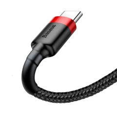 Cablu de Date USB Type-C, 3A, 0.5m - Baseus Cafule (CATKLF-A91) - Negru Negru