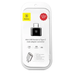 Adaptor OTG USB la Type-C 480Mbps, 2.4A - Baseus (CATOTG-01) - Negru Negru