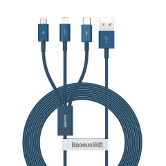 Cablu de Date USB la Type-C, Micro-USB, Lightning, Fast Charging 3.5A, 1.5m - Baseus Superior Series (CAMLTYS-03) - Albastru