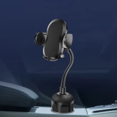 Suport Auto Telefon cu Prindere in Suportul de Pahar 360° - Techsuit (S302) - Negru Negru