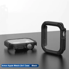 Husa pentru Apple Watch 1 / 2 / 3 (38mm) + Folie - Lito Watch Armor 360 - Negru Negru