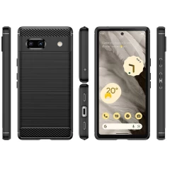 Husa pentru Google Pixel 7a - Techsuit Carbon Silicone - Negru Negru