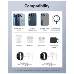 Statie incarcare 3 in 1 pentru iPhone MagSafe, AirPods si Apple Watch - ESR HaloLock CryoBoost - Alb Alb