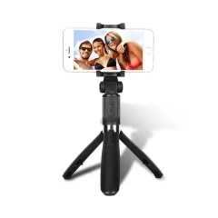 Selfie Stick si Trepied cu Telecomanda, 70cm - Techsuit (L01) - Negru Negru