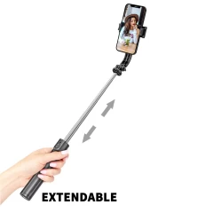 Selfie Stick si Trepied Stabil Bluetooth, 113cm - Techsuit (L13) - Negru Negru