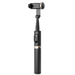 Selfie Stick cu Trepied Stabil si Telecomanda, 102cm - Techsuit (Q12) - Negru Negru