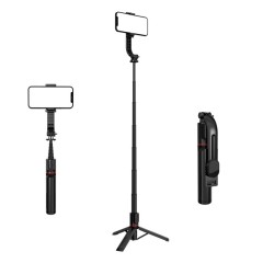 Selfie Stick Trepied Stabil, Portabil, 106cm - Techsuit L12 - Negru