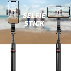 Selfie Stick Trepied Stabil, Portabil, 106cm - Techsuit L12 - Negru Negru