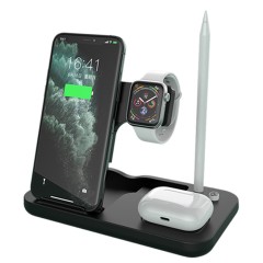 Statie de Incarcare pentru iPhone, AirPods, Apple Watch, Apple Pencil - Techsuit (D22) - Negru