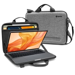 Geanta pentru Macbook Pro 16 si iPad Pro 12.9 - Tomtoc FancyCase Laptop Shoulder Bag (A25F2G2) - Gri Gri