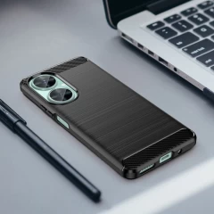 Husa pentru Huawei nova 11i - Techsuit Carbon Silicone - Negru Negru