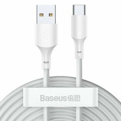 Cablu de Date USB la Type-C, Fast Charging 5A, 40W, 1.5m (set 2) - Baseus (TZCATZJ-02) - Alb