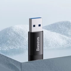 Adaptor din Aluminiu OTG, USB 3.1 la Type-C, 10Gbps - Baseus Ingenuity Series (ZJJQ000101) - Negru Negru