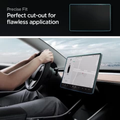 Folie pentru Display Auto Tesla Model Y / 3 - Spigen Glas.tR EZ-FIT - transparenta transparenta