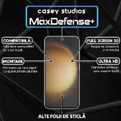 Folie Sticla Samsung Galaxy S23 Plus / S22 Plus 5G Casey Studios Full Screen 9H, Kit de Instalare Cadou, Full Glue, Sticla Securizata Negru