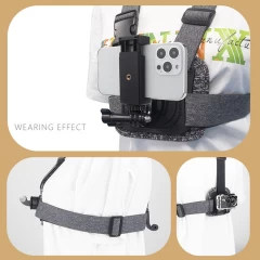 Suport pentru Camera cu Prindere la Piept - Techsuit (JX-002) - Gray Gri