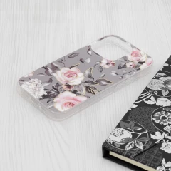 Husa pentru iPhone 15 Pro - Techsuit Marble Series - Bloom of Ruth Gray Gri