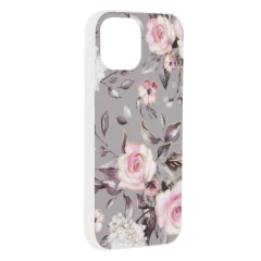 Husa pentru iPhone 15 - Techsuit Marble Series - Bloom of Ruth Gray Gri