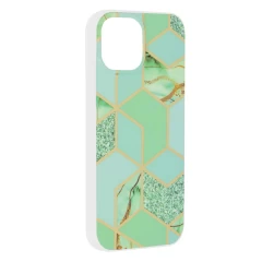 Husa pentru iPhone 15 - Techsuit Marble Series - Green Hex Verde