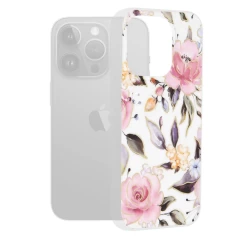 Husa pentru iPhone 15 Pro - Techsuit Marble Series - Pink Hex Alb 