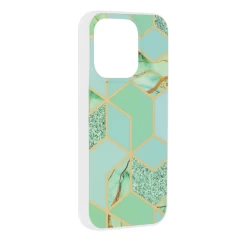 Husa pentru iPhone 15 Pro - Techsuit Marble Series - Green Hex Verde