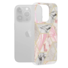 Husa pentru iPhone 15 Pro - Techsuit Marble Series - Chloe White Roz 