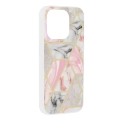 Husa pentru iPhone 15 Pro - Techsuit Marble Series - Pink Hex Roz