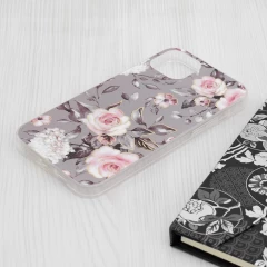 Husa pentru iPhone 15 Plus - Techsuit Marble Series - Bloom of Ruth Gray Gri