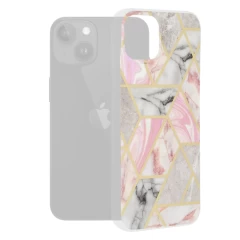 Husa pentru iPhone 15 Plus - Techsuit Marble Series - Chloe White Roz 