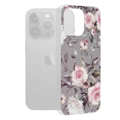 Husa pentru iPhone 15 Pro Max - Techsuit Marble Series - Bloom of Ruth Gray Gri