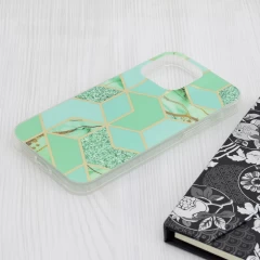 Husa pentru iPhone 15 Pro Max - Techsuit Marble Series - Green Hex Verde