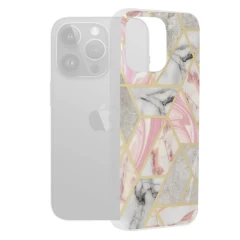 Husa pentru iPhone 15 Pro Max - Techsuit Marble Series - Chloe White Roz 