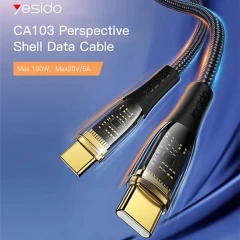 Cablu Incarcare  Type-C la Type-C, 100W, 1.2m - Yesido (CA103) - Black Negru