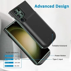 Husa pentru Samsung Galaxy S23 Ultra cu Baterie de 6000mAh - Techsuit Power Pro - Black Negru