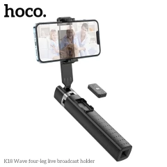 Selfie Stick Wireless Bluetooth 4.0 cu Telecomana si Trepied - Hoco (K18) - Black Negru