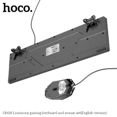 Set Tastatura si Mouse USB, cu Lumini RGB, 1.5m, DPI (800 - 1200) - Hoco GM18 - Black Negru