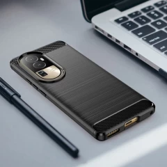 Husa pentru Oppo Reno10 / Reno10 Pro - Techsuit Carbon Silicone - Black Negru