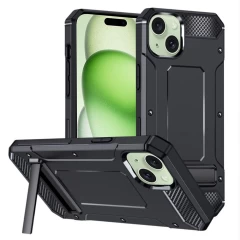 Husa pentru iPhone 15 Plus - Techsuit Hybrid Armor Kickstand - Black Negru