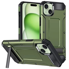 Husa pentru iPhone 15 Plus - Techsuit Hybrid Armor Kickstand - Black Verde 