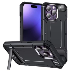 Husa pentru iPhone 15 Pro Max - Techsuit Hybrid Armor Kickstand - Black Negru