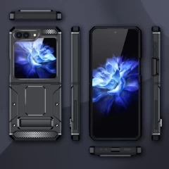 Husa pentru Samsung Galaxy Z Flip5 - Techsuit Hybrid Armor Kickstand - Black Negru