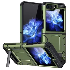 Husa pentru Samsung Galaxy Z Flip5 - Techsuit Hybrid Armor Kickstand - Black Verde 